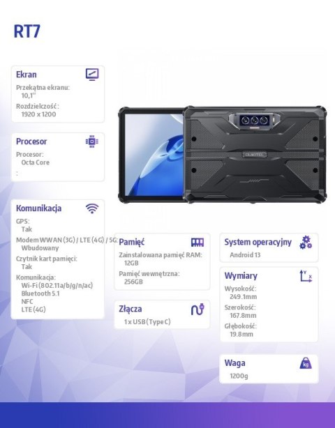 OUKITEL Tablet RT7 12/256GB czarny