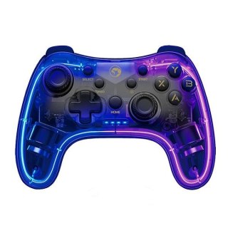 Gamepad Marvo GHOST 40, bezprzewodowy, LED, 17 przycisków, przezroczysty