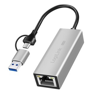 LogiLink Adapter USB-A/-C do 2,5G Ethernet, szary