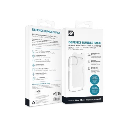 ZAGG IF Defence Bundle - obudowa ochronna oraz szkło ochronne do iPhone 17e / 16e / 15 / 14 / 13 (clear)