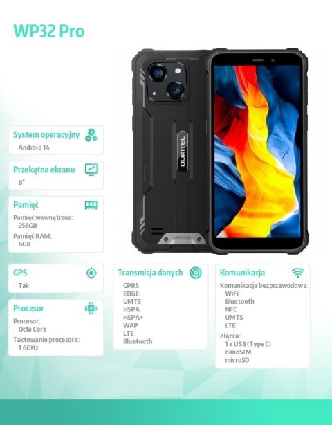OUKITEL Smartfon WP32 Pro 4G 6/256GB IP69K czarny