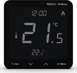 Przewodowy regulator pokojowy sinum czarny R-S3 Tech Sterowniki