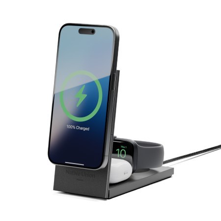 Native Union Rise 3-in-1 Qi2 Wireless Charger - bezprzewodowa ładowarka Qi2 15W do trzech urządzeń kompatybilna z MagSafe (black