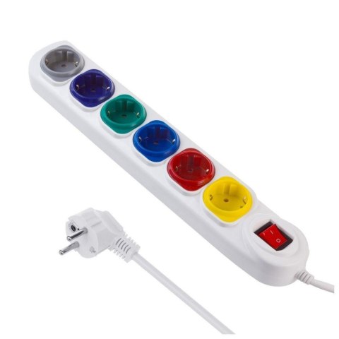 Listwa zasilająca Maclean MCE509 W przedłużacz 6 gniazd, z włącznikiem, 250VAC/10A, 1,5m