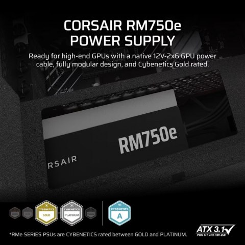 Corsair Zasilacz RM750e PCIe 5.1 80+GOLD F.MODULAR ATX3.1