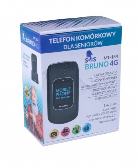Mesmed Telefon komórkowy z klapką dla seniorów MT-184 BRUNO 4G