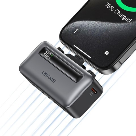 USAMS Powerbank 4500mAh 20W USB-C/Lightning Fast Charge srebrny