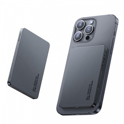 USAMS Powerbank 5000mAh 20W indukcyjny Magsafe PD Fast Charge szary