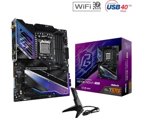 ASRock Płyta główna X870E NOVA WIFI AM5 4DDR5 M.2 ATX ASRock Płyta główna X870E NOVA WIFI AM5 4DDR5 M.2 ATX