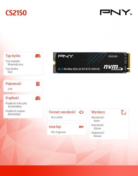 PNY Dysk SSD 2TB M.2 2280 CS2150 M280CS2150-2TB-TB