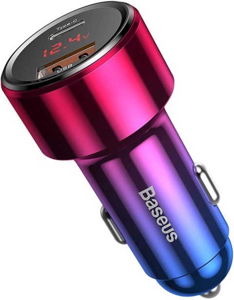 Ładowarka samochodowa Baseus Magic Series PPS USB-C/USB-A 45W różowo-niebieska