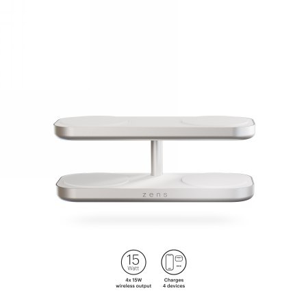 ZENS Quattro Wireless Charger Pro 4 - ładowarka bezprzewodowa Qi2 do czterech urządzeń (4x15W) kompatybilna z MagSafe (white)