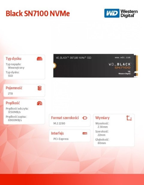 Western Digital Dysk SSD Black 2TB SN7100 NVMe 2280 M2
