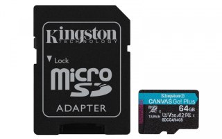 Kingston Karta microSD 64GB CanvasGo! Plus 200MB/s A2 U3 V30 + adapter