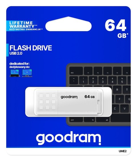 Pendrive GOODRAM UME2 64 GB (64 GB /USB 2.0 /Biały ) Pendrive GOODRAM UME2 64 GB (64 GB /USB 2.0 /Biały )