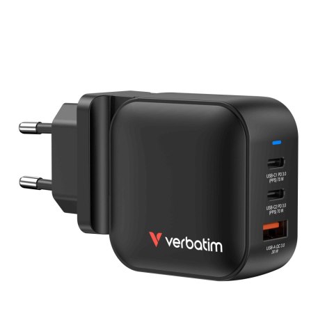 Ładowarka sieciowa Verbatim Mini GaN 70W 2xUSB-C PD 1xUSB-A QC 3.0