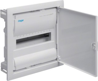 Rozdzielnica podtynkowa z drzwiami metalowymi, 1 rząd, 12 modułów, IP30, HAGER Volta VU12NE