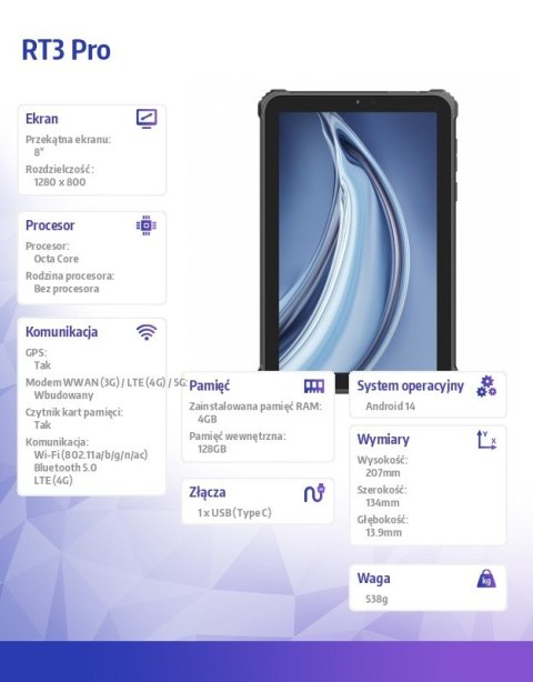 OUKITEL Tablet RT3 Pro 4G 8 cal 4/128GB czarny
