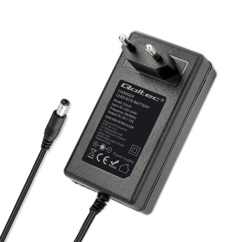 Qoltec Automatyczna ładowarka do akumulatora AGM GEL STD 6V 12V | 1.5A |Prostownik z sygnalizatorem LED