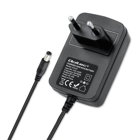 Qoltec Automatyczna ładowarka do akumulatora AGM GEL STD 6V | 1A | Prostownik z sygnalizatorem LED