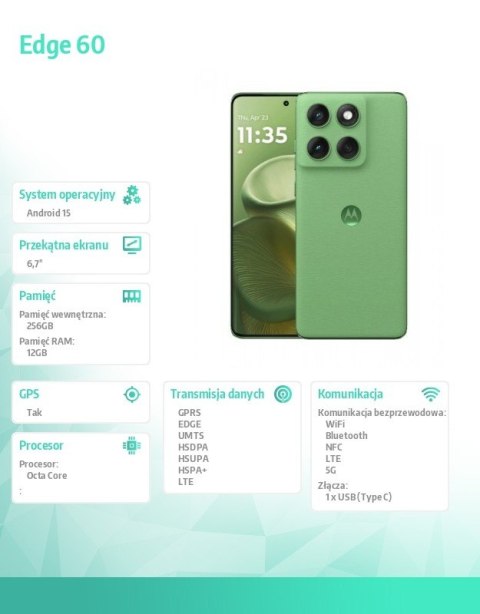 Motorola Smartfon Edge 60 12/256GB Shamrock-Green