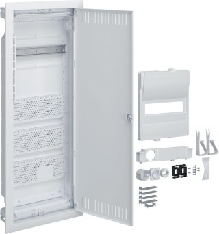 Rozdzielnica hybrydowa podtynkowa, 1 x12modułów, 3x płyta montażowa, 1x gniazdo 230V, HAGER Volta Hy