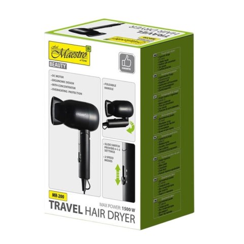 Feel-Maestro Turystyczna suszarka do włosów 1500W MR-200