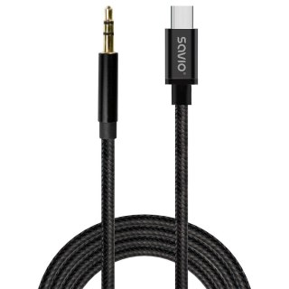 Kabel adapter Savio CL-188 USB-C do Mini Jack 3.5mm 2m