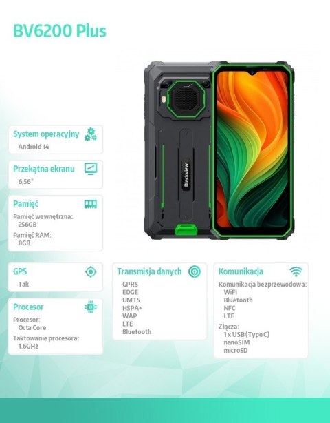 Blackview Smartfon BV6200 Plus 8/256GB zielony