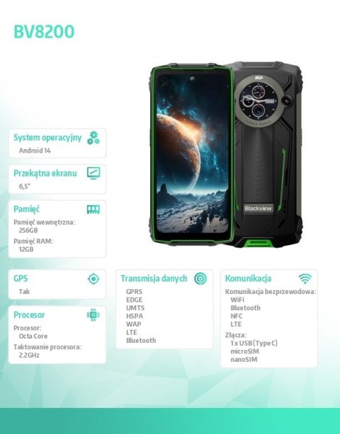 Blackview Smartfon BV8200 12/256GB zielony