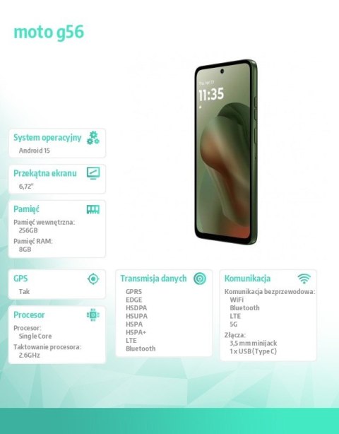 Motorola Smartfon moto g56 G5 8/256, Dill-green