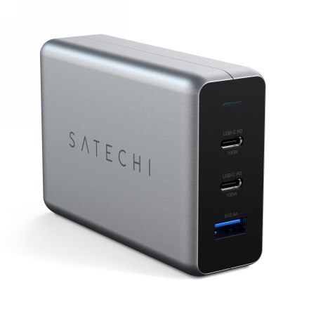 Satechi USB-C PD GaN Charger 100W - ładowarka sieciowa 100W, 2x USB-C, 1x USB-A (space gray) [eol]