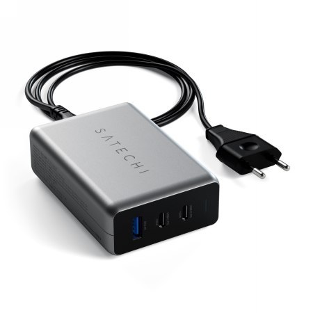 Satechi USB-C PD GaN Charger 100W - ładowarka sieciowa 100W, 2x USB-C, 1x USB-A (space gray) [eol]