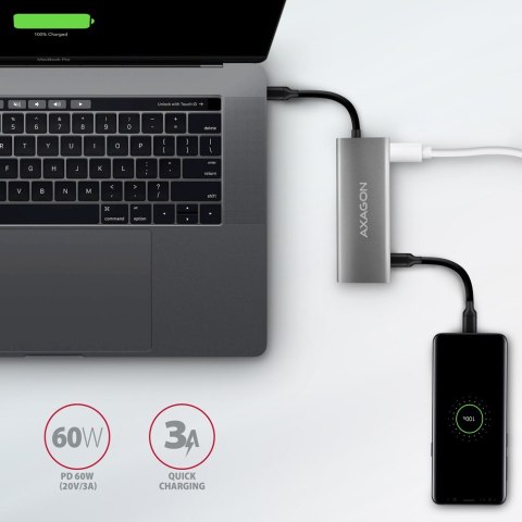 AXAGON HMC-5G21 Wieloportowy hub USB 5in1, 10Gbps, 2x USB-A + 2x USB-C + HDMI 4K/30Hz, PD 60W, 13cm USB-C kabel