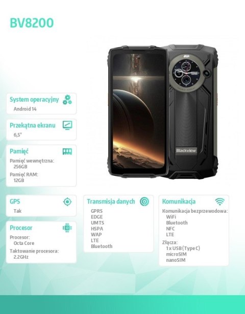 Blackview Smartfon BV8200 12/256GB czarny