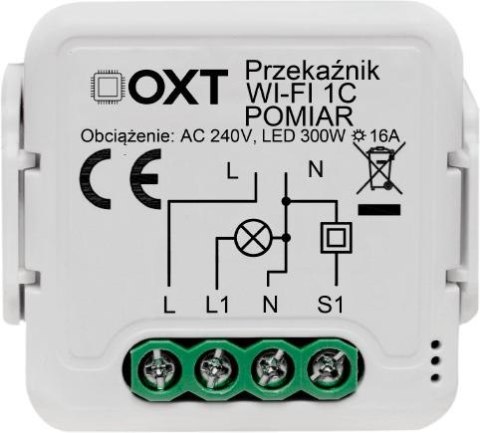 Moduł OXT przekaźnik 1 obwód pomiar 16A WIFI TUYA T220P