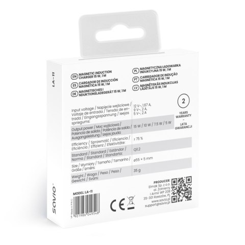 Savio Magnetyczna ładowarka indukcyjna 15 W LA-11