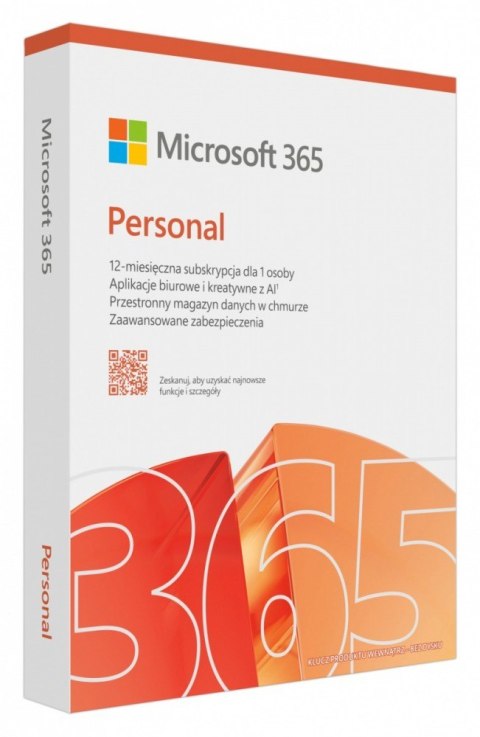 Microsoft M365 Personal PL 1Y 1U 5D Win/Mac Box EP2-32454 Zastępuje P/N: QQ2-01752