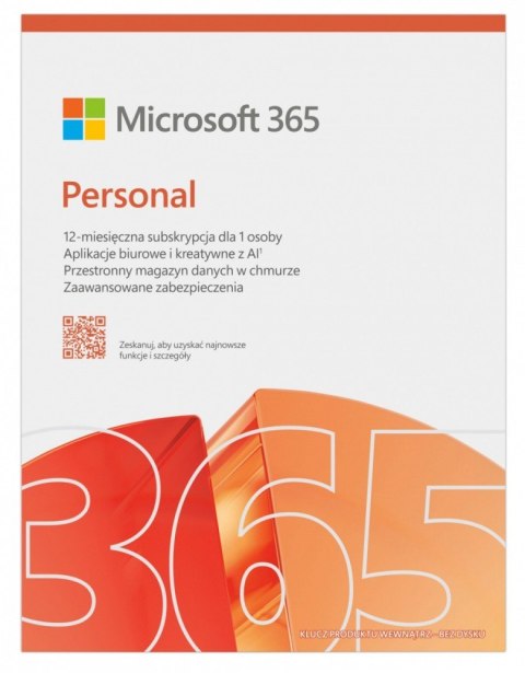 Microsoft M365 Personal PL 1Y 1U 5D Win/Mac Box EP2-32454 Zastępuje P/N: QQ2-01752