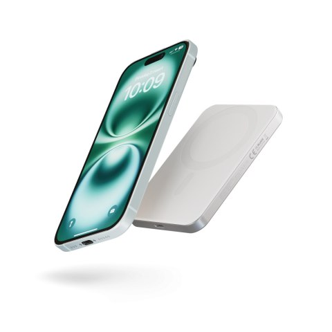 ZENS Slim Qi2 Aluminium Powerbank - magnetyczny powerbank 5000 mAh kompatybilny z MagSafe i Qi2 (white)