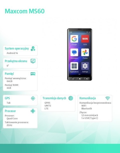 Maxcom Smartfon dla seniora MS601 4G