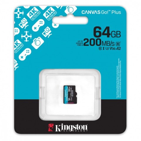 Kingston Karta pamięci microSD 64GB Canvas Go! Plus 200MB/s A2 U3 V30