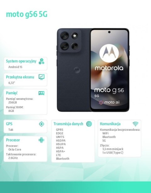 Motorola Smartfon moto g56 G5 8/256, Black Oyster