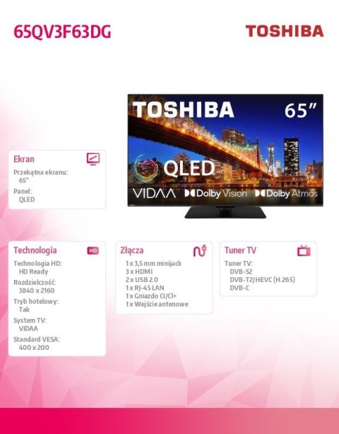 Toshiba Telewizor QLED 65 cali 65QV3F63DG