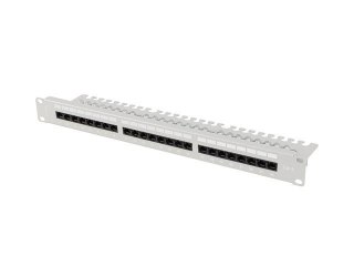 Patch panel Lanberg 24 port 1U 19" kat.6 UTP z organizerem kablowym szary
