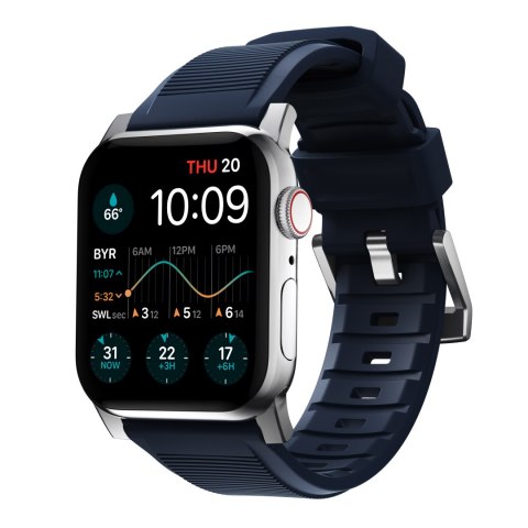 NOMAD Rugged Band - pasek do Apple Watch 46mm/49mm z FKM oraz stali nierdzewnej (atlantic blue, silver hardware)