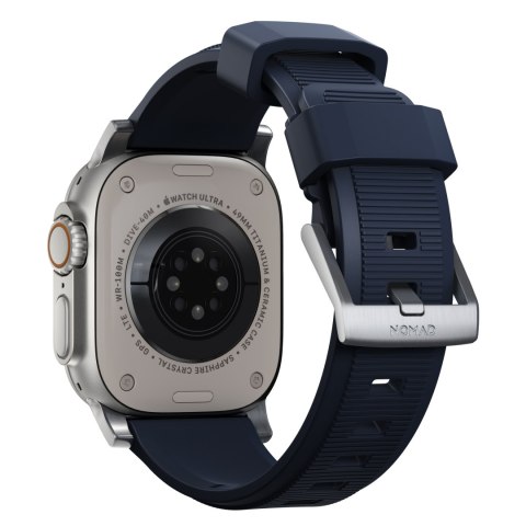 NOMAD Rugged Band - pasek do Apple Watch 46mm/49mm z FKM oraz stali nierdzewnej (atlantic blue, silver hardware)