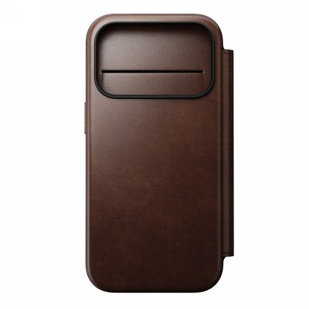 NOMAD Modern Leather Folio - skórzane etui do iPhone 17 Pro kompatybilne z MagSafe, skóra Horween (rustic brown) [go]