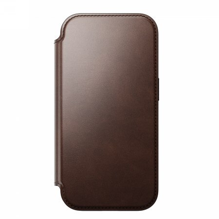 NOMAD Modern Leather Folio - skórzane etui do iPhone 17 Pro kompatybilne z MagSafe, skóra Horween (rustic brown) [go]