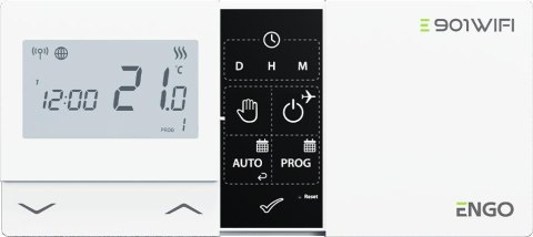 ENGO Controls E901-WIFI - Regulator temperatury bezprzewodowy, Wi-Fi, Internetowy, biały, 868MHz